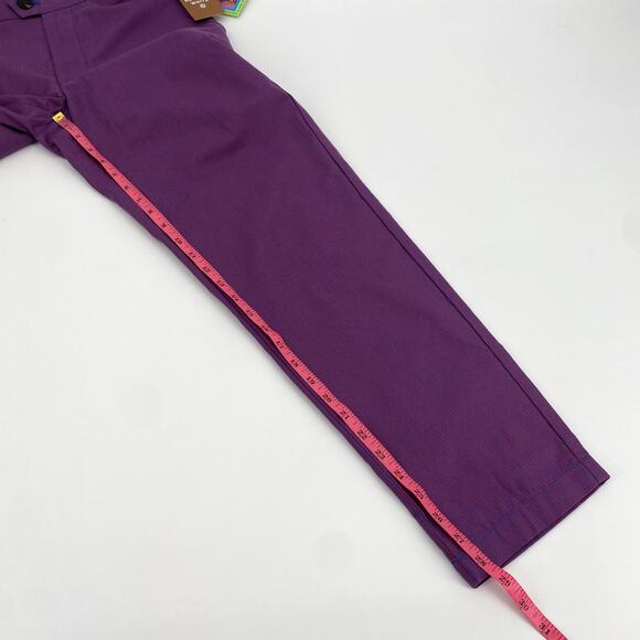 Houston White Men's Purple Checkered Straight Chino Trouser Pants Size Small - Picture 10 of 10